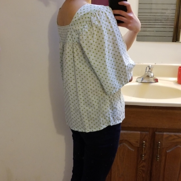 TRAMP polka dot square neck blouse s - Picture 8 of 8